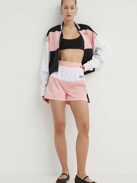 Kratke traper hlače s printom Moschino Jeans ružičasta