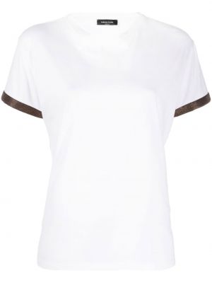 T-shirt avec perles en coton à imprimé Fabiana Filippi blanc