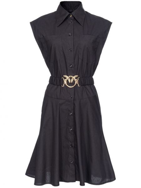 Βαμβακερή φόρεμα σε στυλ πουκάμισο με αγκράφα Pinko μαύρο