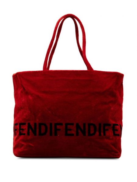 Βελούδινη τσάντα shopper Fendi Pre-owned κόκκινο