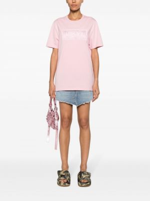 Bavlněné tričko Versace růžové