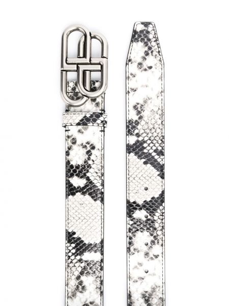 Cinturón de cuero de estampado de serpiente Balenciaga