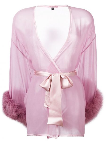 Przezroczysta sukienka z perełkami Gilda & Pearl Różowa