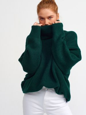 Brīva piegriezuma džemperis ar augstu apkakli Dilvin zaļš