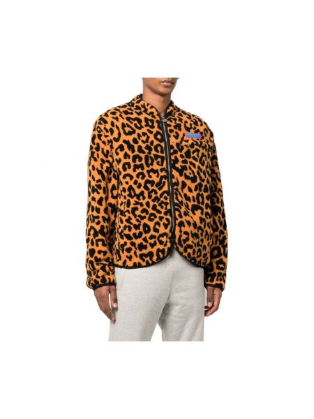 Fleece jacke mit print mit leopardenmuster Just Don orange