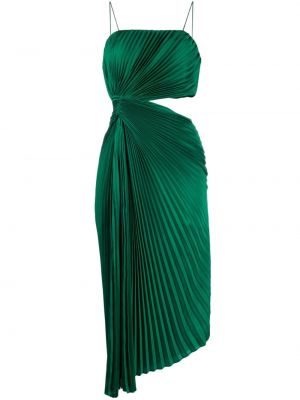 Πλισέ κοκτέιλ φόρεμα Alice + Olivia πράσινο
