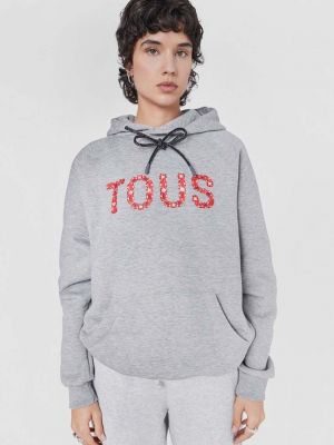 Pamučna hoodie s kapuljačom Tous siva