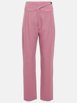 Vunene hlače ravnih nogavica visoki struk Blazã© Milano ružičasta