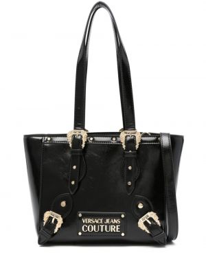 Kožená nákupná taška s cvočkami Versace Jeans Couture
