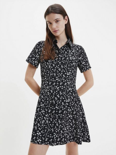 Traper haljina s cvjetnim printom Calvin Klein crna