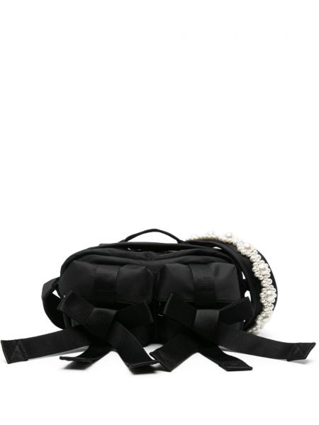 Crossbody torbica z lokom z biseri Simone Rocha črna