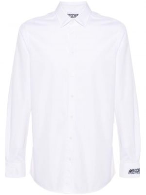 Bombažna srajca z vezenjem Moschino bela