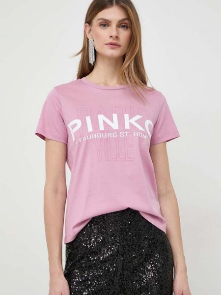 Хлопковая футболка Pinko розовая