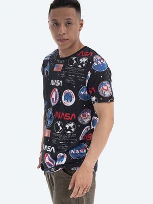 Памучна тениска с дълъг ръкав с принт Alpha Industries черно