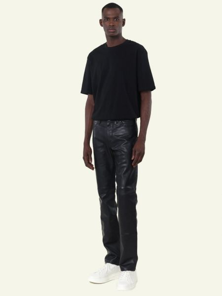 Spodnie klasyczne skórzane Serge Pariente czarne