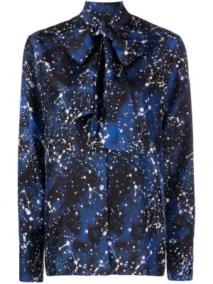 Μεταξωτό πουκάμισο με σχέδιο Karl Lagerfeld μπλε
