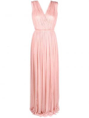 Плисирана копринена вечерна рокля Pnk розово