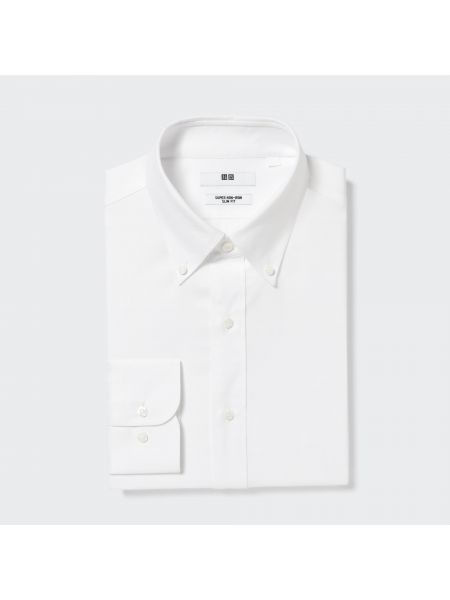 Приталенная рубашка на пуговицах с длинным рукавом Uniqlo белая