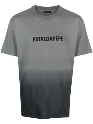 Bavlněné tričko s potiskem Patrizia Pepe šedé