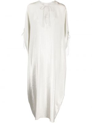 Srebrna sukienka koktajlowa drapowana Cynthia Rowley