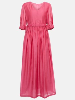 Βαμβακερή μεταξωτή μάξι φόρεμα 's Max Mara ροζ
