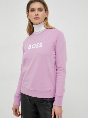Różowa bluza bawełniana z nadrukiem Boss