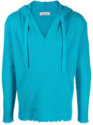 Vilnonis džemperis su gobtuvu su įbrėžimais Laneus mėlyna