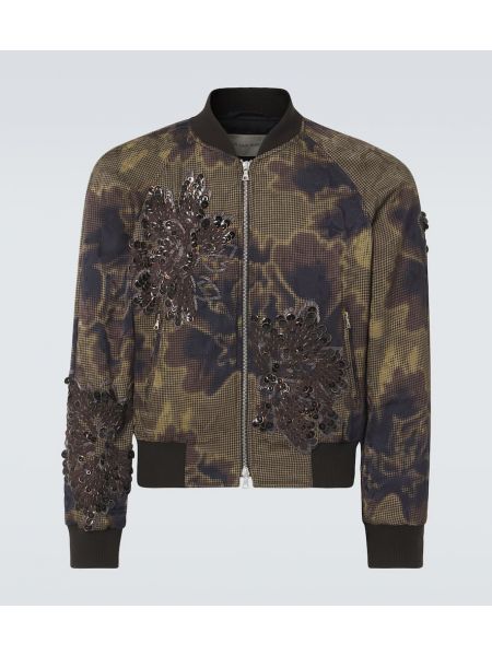 Floral bomberjakke Dries Van Noten brun