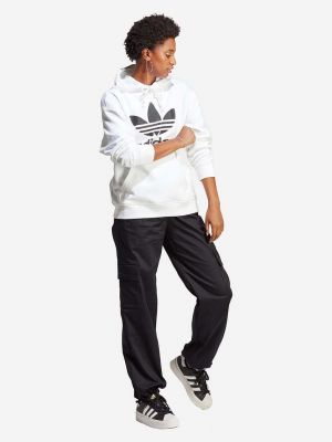 Bluza z kapturem bawełniana z nadrukiem Adidas Originals biała