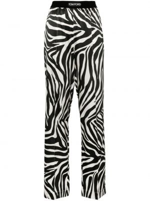 Svilene hlače s printom sa zebra printom Tom Ford