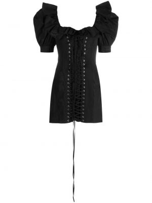 Κοκτέιλ φόρεμα με κορδόνια με δαντέλα Alessandra Rich μαύρο