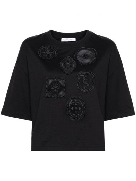 Medvilninis siuvinėtas marškinėliai Viktor & Rolf juoda