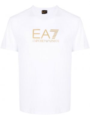 Majica s printom Ea7 Emporio Armani bijela