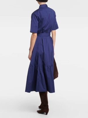 Памучна миди рокля Polo Ralph Lauren синьо