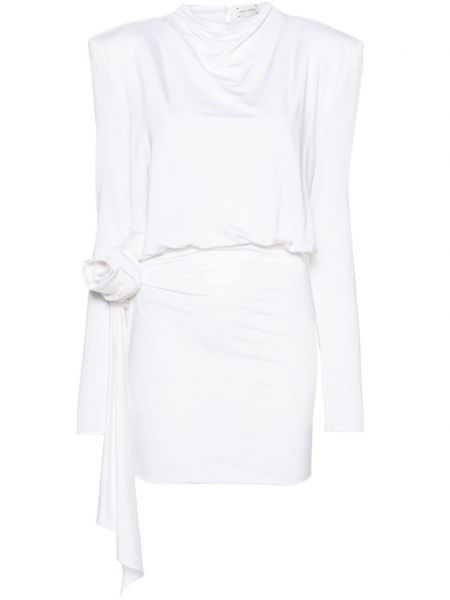 Φλοράλ κοκτέιλ φόρεμα ντραπέ Magda Butrym λευκό