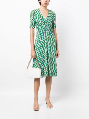 Sukienka midi z dekoltem w serek Dvf Diane Von Furstenberg zielona
