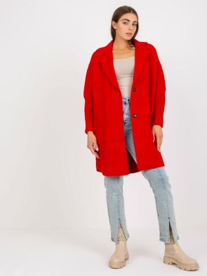 Палто от алпака вълна с джобове Fashionhunters червено