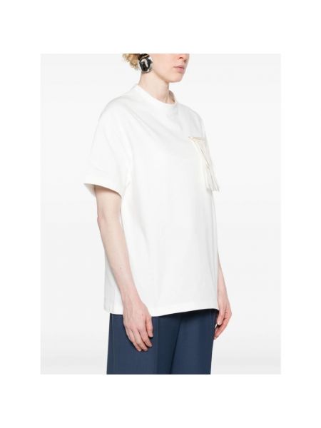 Camiseta con flecos de algodón de tela jersey Jil Sander blanco