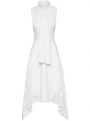 Krajkové bavlněné večerní šaty Oscar De La Renta bílé