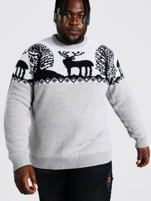 Рождественский трикотажный свитер Boohoo серый
