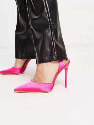 Атласные туфли на шпильке с острым носком Truffle Collection розовые