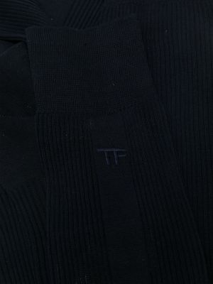 Chaussettes brodeés en coton Tom Ford bleu
