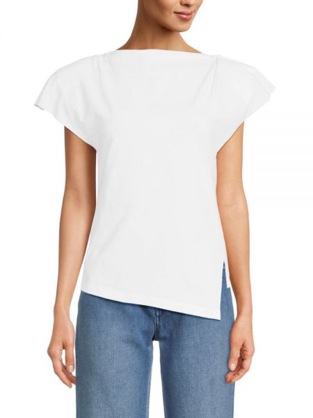 Белая асимметричная однотонная футболка Isabel Marant