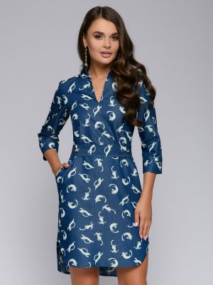 Платье-рубашка 1001 Dress синее