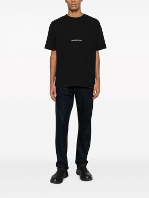 Bavlněné tričko s výšivkou Calvin Klein Jeans černé