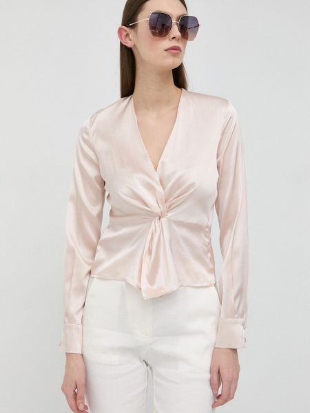 Копринена блуза Pinko розово