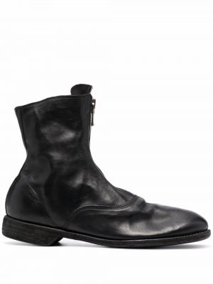 Leder ankle boots mit reißverschluss Guidi schwarz