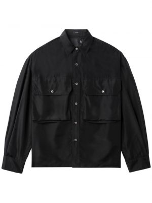 Svilena košulja s džepovima R13 crna