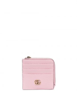 Kožená peňaženka na zips Gucci ružová