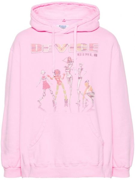 Pamučna hoodie s kapuljačom s printom Doublet ružičasta